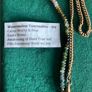 Watermelon Tourmaline Joy Necklace with gold filled chain